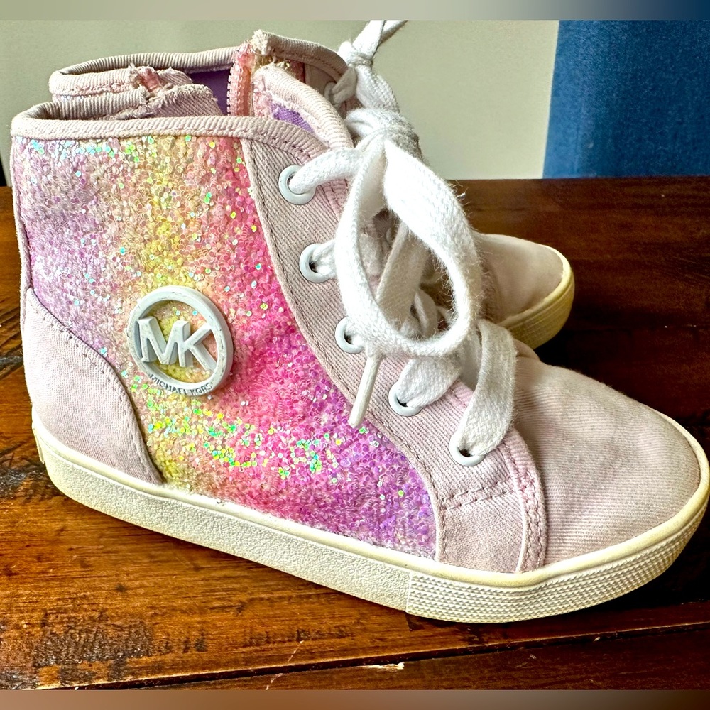 Girls Rainbow Glitter Michael Kors High Top Sneakers Shoes